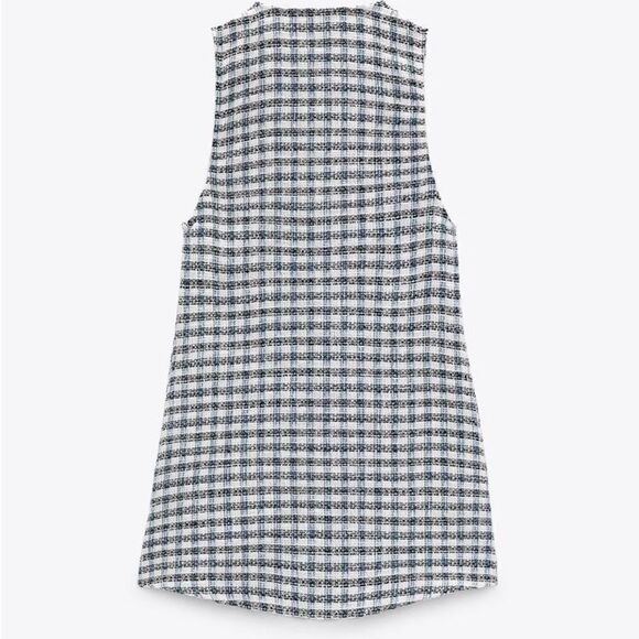 Zara Textured Pinafore Dress Patch Pockets New - Picture 5 of 10